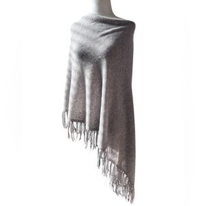 Cashmere Poncho Shawl by White & Warren with fringe